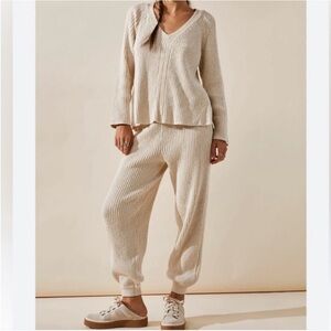 FP Beach Cream Justine Ribbed Set Pants Top‎ Sz S